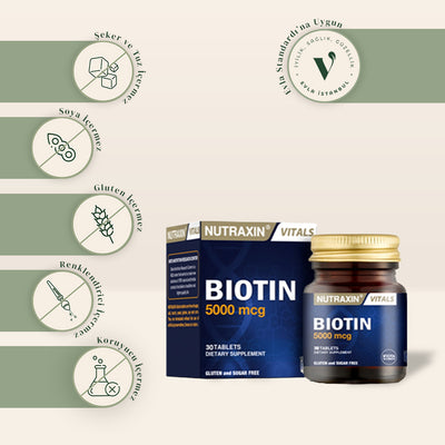 Nutraxin Biotin 5000 mcg Food Supplement 30 Tablets