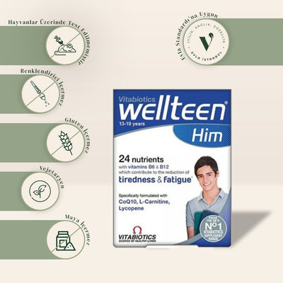 Vitabiotics Wellteen Him (13-19 years old) Multivitamin Food Supplement 30 Tablets